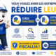 Illustration 3D moderne aux couleurs bleu et jaune représentant la mascotte Fiscallia invitant les professionnels à rejoindre le réseau Fiscallia. L'image met en avant l'accompagnement des entreprises dans la réduction de la taxe foncière et de la cotisation foncière des entreprises (CFE), avec une approche fondée sur l'expertise, l'analyse, les résultats et l'accompagnement personnalisé. Style dynamique, ludique et professionnel.