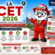 Illustration de la mascotte Fiscallia présentant la CET 2026, Contribution Économique Territoriale, composée de la CFE et de la CVAE. Le visuel évoque le calcul, les déclarations, les échéances, la vérification et l’optimisation de la CET des entreprises en 2026.