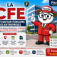 Illustration de la mascotte Fiscallia habillée en rouge présentant la Cotisation Foncière des Entreprises (CFE), avec des immeubles professionnels en arrière-plan. Le visuel illustre les principaux enjeux de la CFE : assujettissement des entreprises, valeur locative, exonérations, vérification de l’imposition et optimisation de la fiscalité locale.