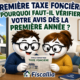 Illustration Fiscallia montrant un couple découvrant son premier avis de taxe foncière et vérifiant son imposition dès la première année suivant l’acquisition de son logement.