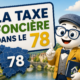 Illustration Fiscallia sur la taxe foncière dans les Yvelines (78), avec la mascotte Fiscallia et une représentation du département des Yvelines.