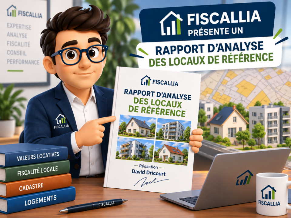 Illustration Fiscallia présentant le rapport d’analyse des locaux de référence rédigé par David Dricourt, avec deux exemples de maisons et deux exemples d’appartements.