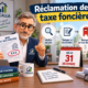Illustration Fiscallia expliquant comment formuler une réclamation de taxe foncière, vérifier son avis d’imposition, rédiger sa contestation et respecter le délai de réclamation.