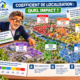 Illustration Fiscallia montrant l’impact du coefficient de localisation sur la valeur locative, avec une ville divisée en différentes sections cadastrales et des coefficients variant de 0,70 à 1,30.